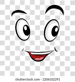 Cute cartoon smiling face consisting eyes  eyebrows   mouth  isolated transparent background