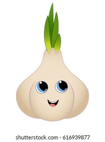 Cute Cartoon Smiling Garlic Stock Vector (Royalty Free) 616939877 ...