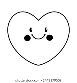 Cute cartoon smiling heart. Vector illustration