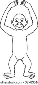 Cute cartoon smiling monkey bonobo. Isolated