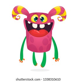 Cute cartoon  smiling monster. Vector alien character. Isolated