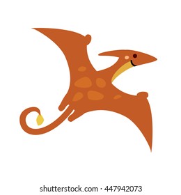 Cute cartoon smiling pteranodon isolated on white background. Art vector illustration.