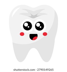 Cute cartoon smiling tooth character dental health icon