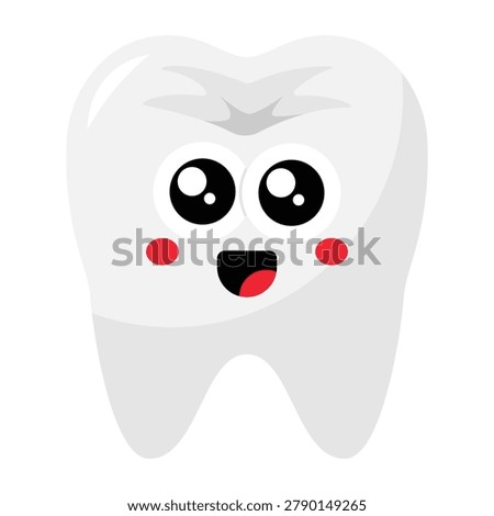 Cute cartoon smiling tooth character dental health icon