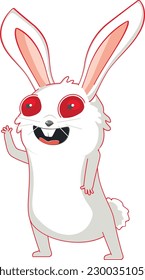 Cute cartoon smiling white rabbit abstract illustration.