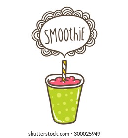 cute cartoon smoothie doodle illustration.