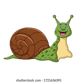 Cute cartoon snail isolated on white background