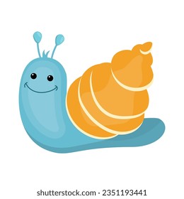 Cute Cartoon Snail Isolated Vector Design on white background