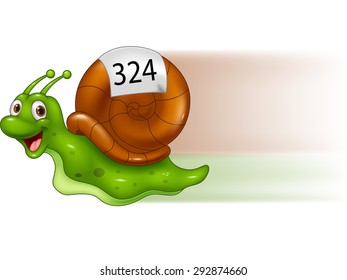 Cute cartoon snail on white background