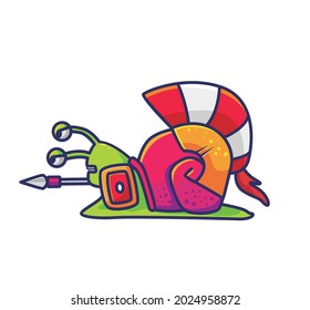 Cute cartoon snail spartan bring a shield helmet strong. Animal Isolated Flat Style Sticker Web Design Icon illustration Premium Vector Logo mascot character
