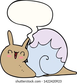 cute cartoon snail with speech bubble