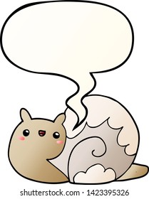 cute cartoon snail with speech bubble in smooth gradient style