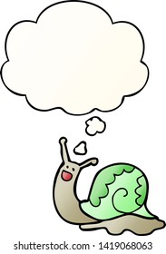 cute cartoon snail with thought bubble in smooth gradient style