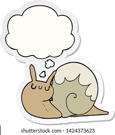 cute cartoon snail with thought bubble as a printed sticker