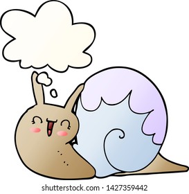 caricatura lindo con burbuja de pensamiento en un estilo de gradiente suave