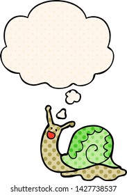 cute cartoon snail with thought bubble in comic book style