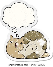 cute cartoon snail with thought bubble as a distressed worn sticker