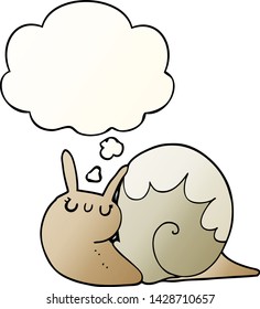 cute cartoon snail with thought bubble in smooth gradient style