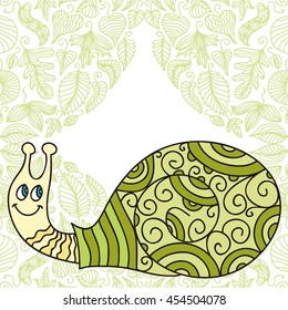 Cute cartoon snail. Vector illustration.