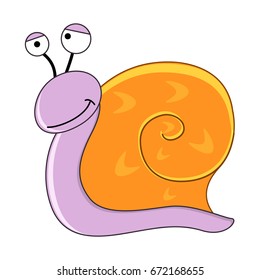 Cute cartoon snail. Vector illustration. Smiling snail.