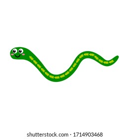 Cute cartoon snake in childlike flat style isolated on white background. Vector illustration. 