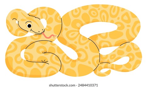 cute cartoon snake clipart page for kids. Vector illustration for children. Vector illustration of snake isolated on white background.