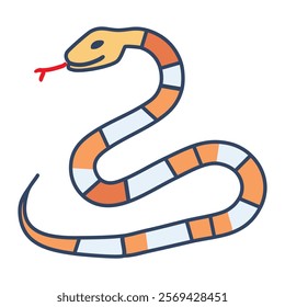 Cute cartoon snake. Cobra snakes vector illustration in doodle style.