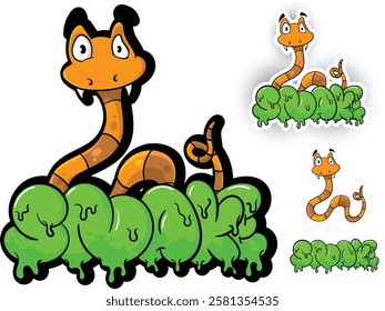 Cute cartoon snake illustration vector for t-shirt and sticker design, eps 10, editable.