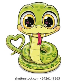 Cute serpiente de dibujos animados aislado en un fondo blanco