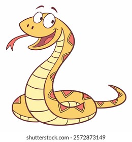 Cute cartoon snake isolated on white background. Side view. Vector illustration.