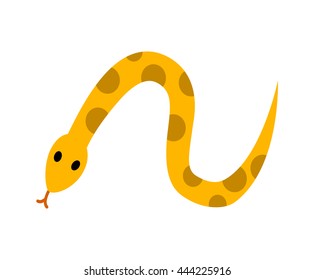 Cute cartoon snake isolated on white background. Art vector illustration.