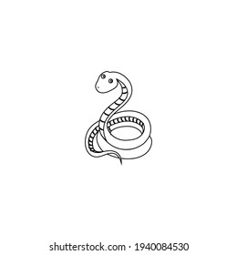 Serpiente de dibujos animados, niño vector animal salvaje contorno divertido ilustración de mamíferos exóticos, viper aislado en fondo blanco, Educación para niños, diseño de personajes, alfabeto zoológico de mascota, ducha de bebé
