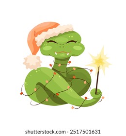Cute cartoon snake. Symbol of the new year 2025. Chinese New Year. Vector illustration.