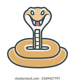 Cute cartoon snake vector illustration. Cobra isolated on white background.