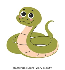 Cute cartoon snake. Vector illustration. Isolated on white background.