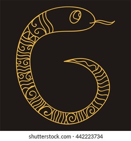 Cute cartoon snake. Vector illustration.