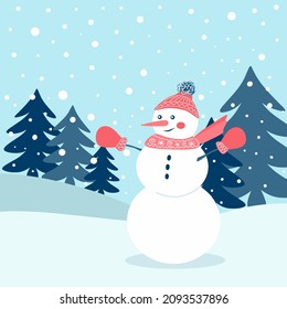  Cute Cartoon Snowman im Wald