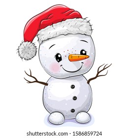 Cute Cartoon Snowman isolated on a white background