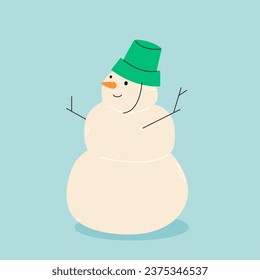 Cute cartoon snowman.  Modern hand drawn colorful illustration. Funny Christmas character card template. Christmas Background. christmas theme. for website banner ads design, poster, postcard