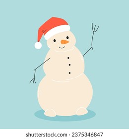 Cute cartoon snowman.  Modern hand drawn colorful illustration. Funny Christmas character card template. Christmas Background. christmas theme. for website banner ads design, poster, postcard