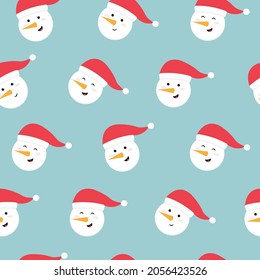 Cute cartoon snowman seamless pattern