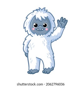 Caricatura de muñeco de nieve. Yeti monstruo blanco-nieve en estilo caricatura.