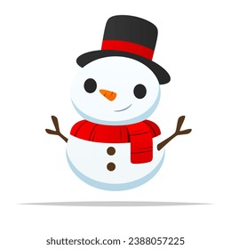 Cute cartoon snowman vector isolated illustration
