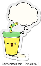 cute cartoon soda with thought bubble as a printed sticker