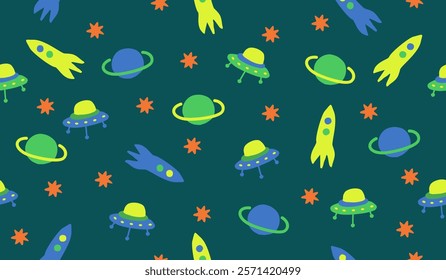 Cute cartoon space pattern background vector design