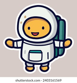 Cute Cartoon space set of astronaut isolated on a  background, cute patch sticker isolated.PNG