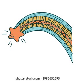 Cute cartoon space star. Icon in a doodle hand drawn style. . Vector illustration