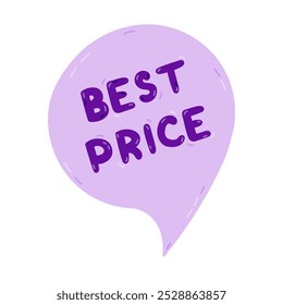 Linda burbuja de discurso de dibujos animados con letras funky atrevidas Mejor Precio para la venta de Black Friday. Anuncio dibujado a mano para super descuentos y Precio en la tienda, tienda, mercados. Clipart aislado infantil simple.