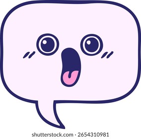 cute cartoon of a speech bubble in bright neon color