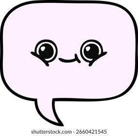 desenho animado bonito de uma bolha de fala na cor neon brilhante